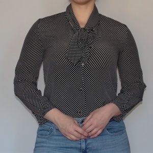 Vintage Black and White Polka Dot Bow Top